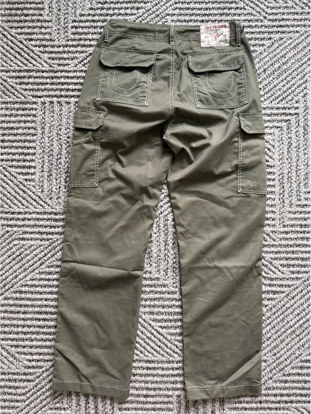 NWT True Religion VTG Distressed Military Army Soldier Cargo Pocket Pants Men 32